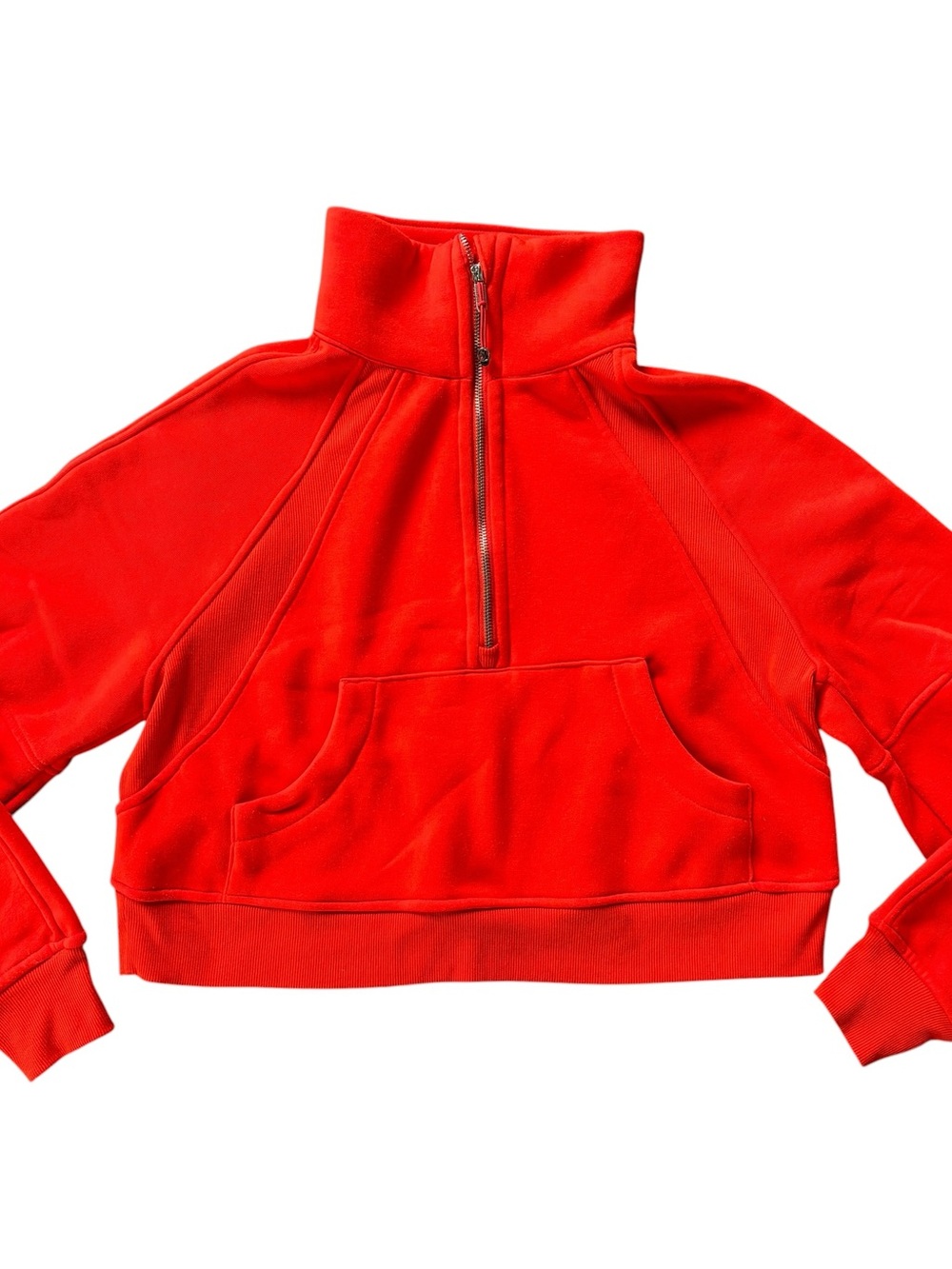Orange Half-Zip Funnel Neck Women's Sweatshirt